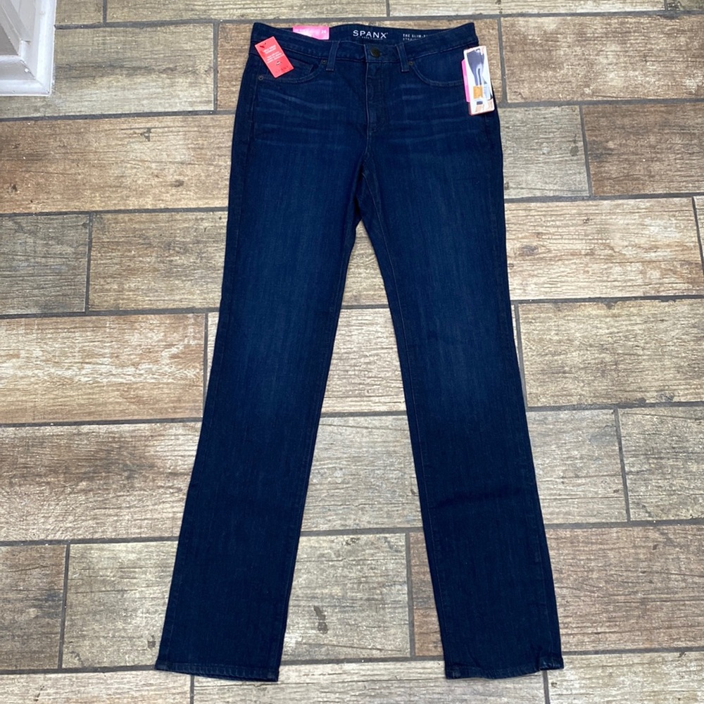 NWT SPANX Women’s The Slim-X Straight Dark Dipped Jeans